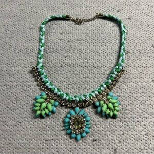 ⭐️ vintage Y2K chunky Green Gemstone Statement Necklace EUC